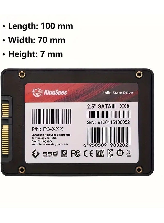 كينجس بيك محرك أقراص الحالة الصلبة P3 SATA مقاس 2.5 بوصة ||| سعة 256 جيجابايت SSD لأجهزة الكمبيوتر المكتبية والمحمولة وPS5 Xbox، مقاوم للصدمات والاهتزازات، بتقنية NAND ثلاثية الأبعاد - Image 3